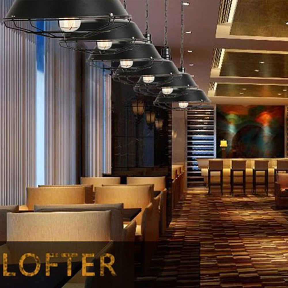 Afralia™ Iron Pendant Lights Vintage Retro Industrial Dining Room Bar Cafe Lamps E27