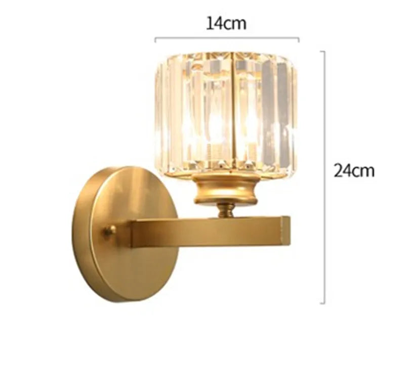 Afralia™ Crystal Sconce Light Gold Black Metal Glass Lampshade Wall Fixture