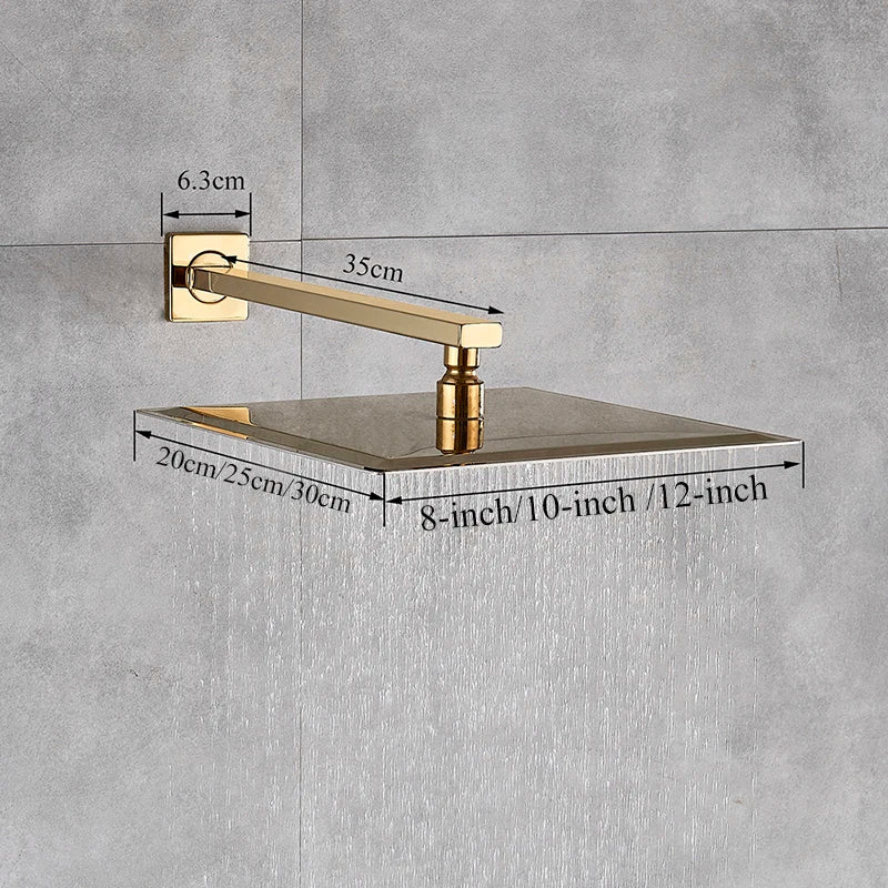 Afralia™ Square Rainfall Shower Head Set with Shower Arm - Ultrathin Design