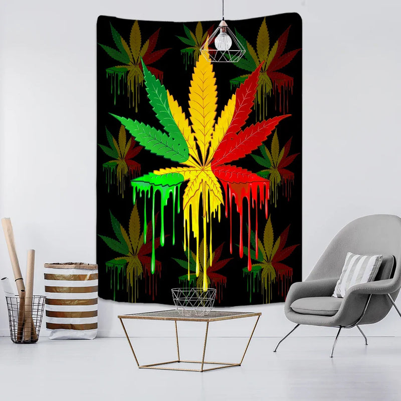 Afralia™ 3D Printed Maple Leaf Wall Hanging Tapestry for Boho Home Decor