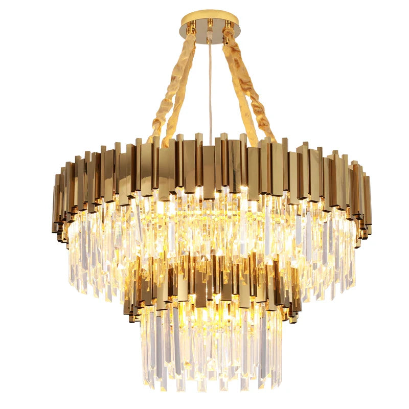 Afralia™ Gold Metal Crystal Chandelier Pendant with G9 Led Bulb