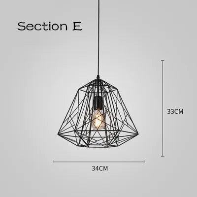 Afralia™ Cage Light Frame Pendant Industrial Single Head Black Nordic Creative Fixture