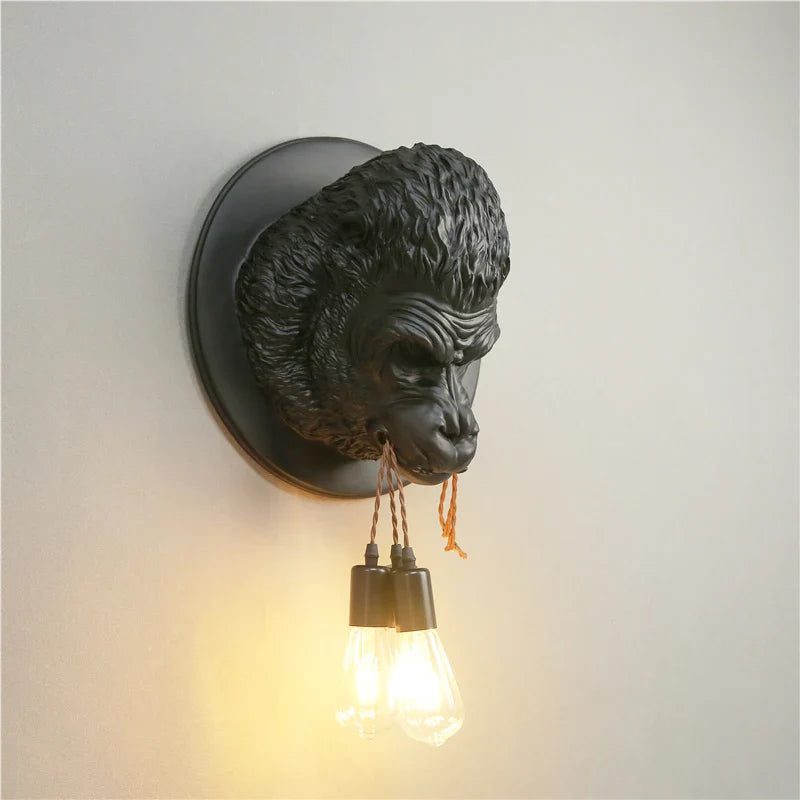 Afralia™ Gorilla Resin Wall Sconce Retro Bedside Lamp Luminaire