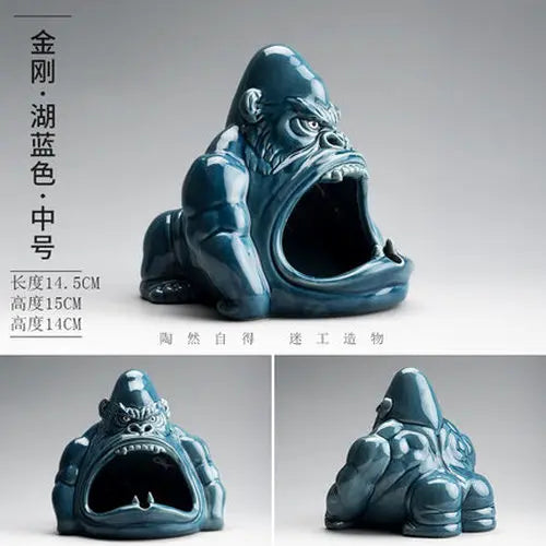 Afralia™ Orangutan Ceramic Cartoon Ashtray - Large Capacity Anti-ash for Living Room and Office