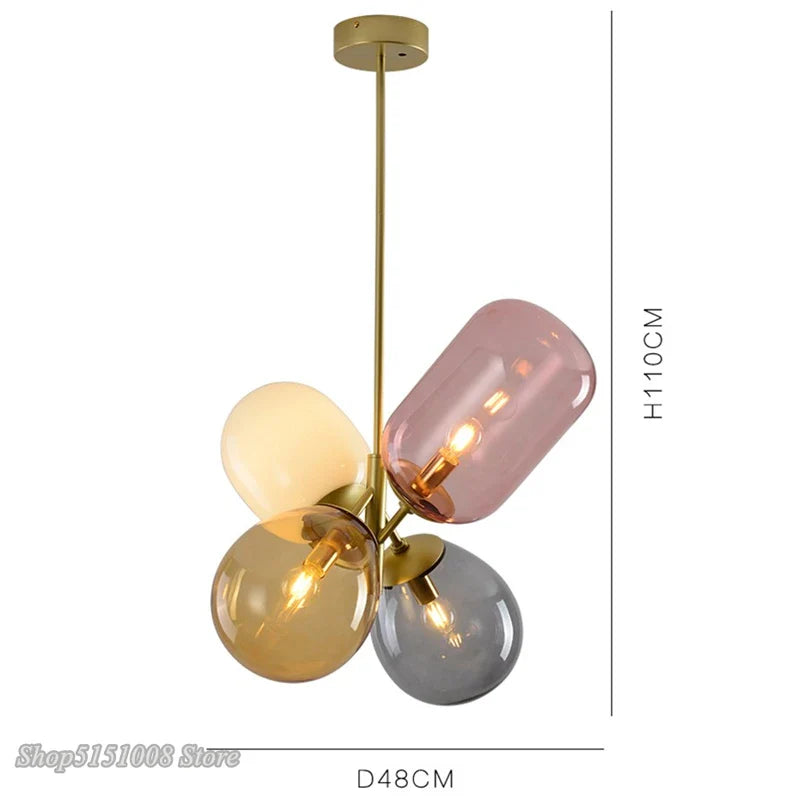 Afralia™ Nordic Balloon Glass LED Pendant Lights for Children's Room and Dining Room