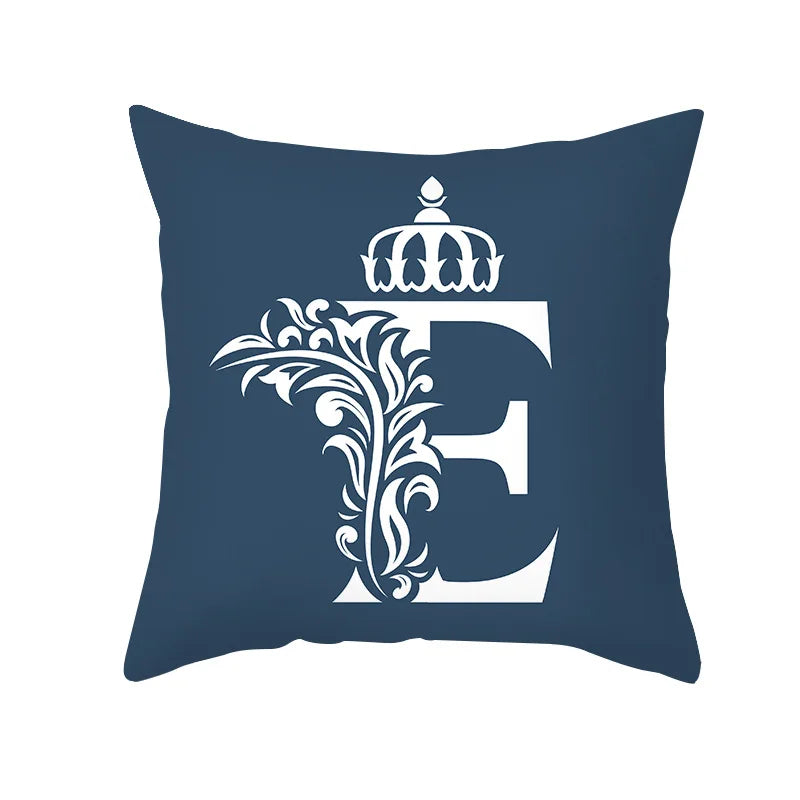 Afralia™ Blue Letter Pillowcase Solid Color Fleece Sofa Cushion, 45x45CM