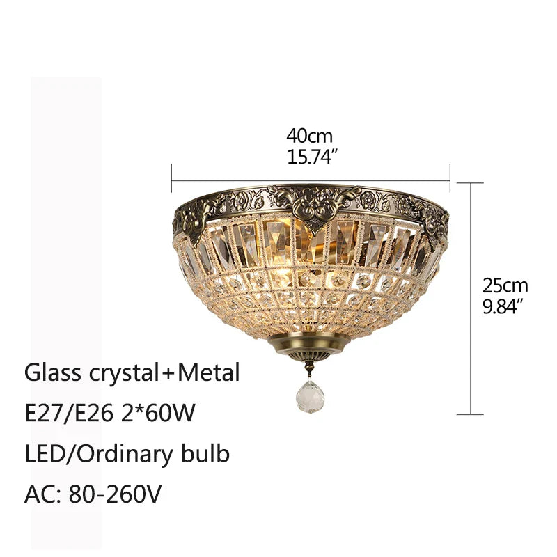 Afralia™ Vintage Crystal Ceiling Lamp for Living Room, Bedroom, Hotel - Bronze Metal EU 220V