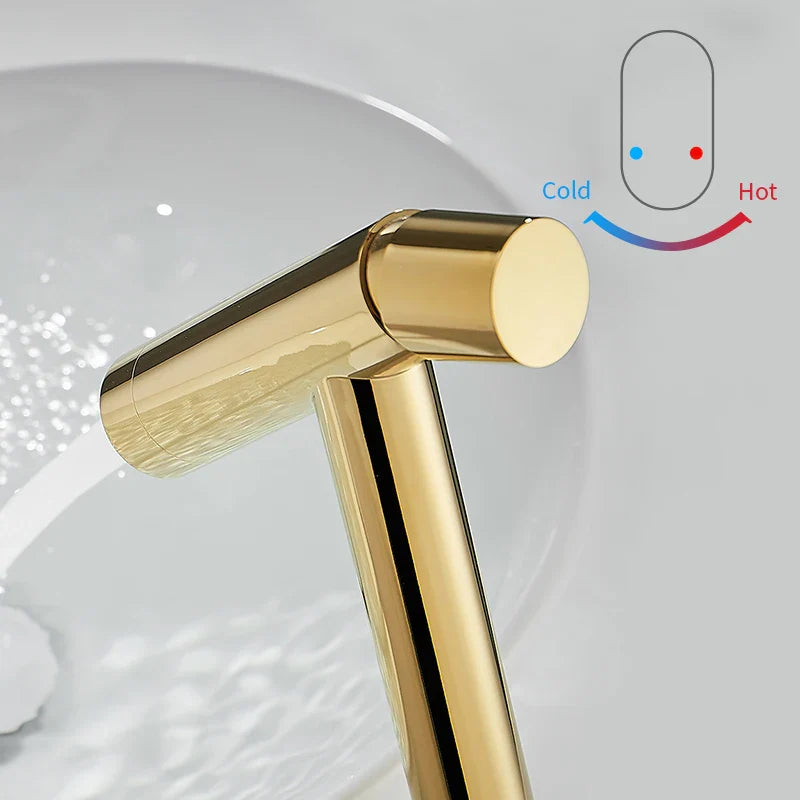 Afralia™ Gold Basin Faucet Single Handle Deck Vintage Wash Hot Cold Mixer Tap