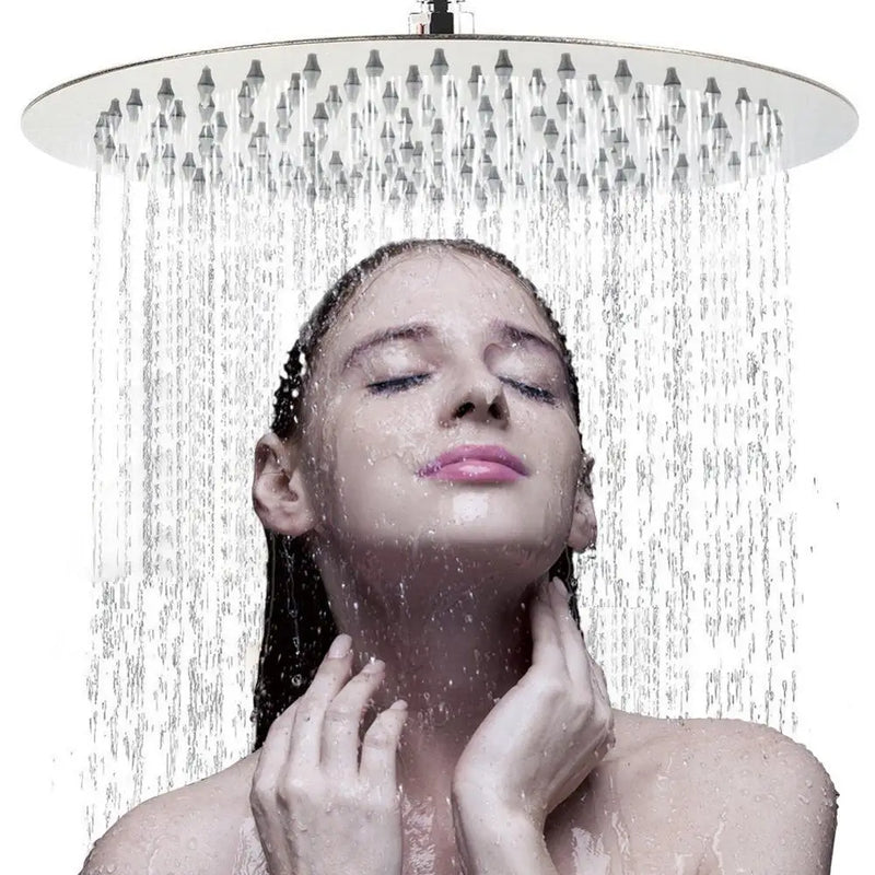 Afralia™ 16" Round Rainfall Shower Head Stainless Steel Ultrathin Chrome Finish Showerhead