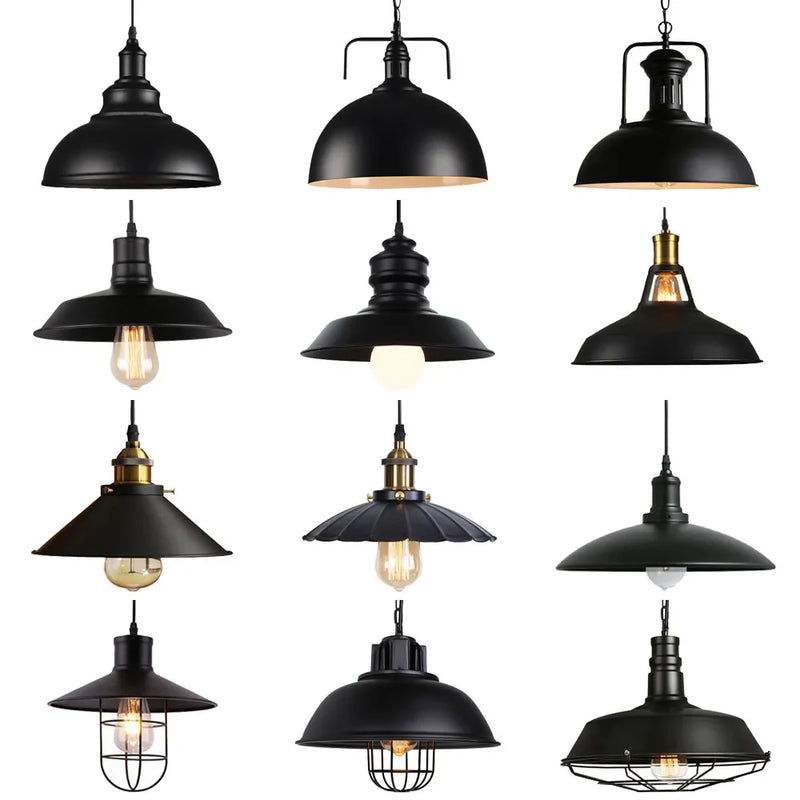 Afralia™ Iron Pendant Light Vintage Loft Bar Lighting Nordic Handing Lampshade