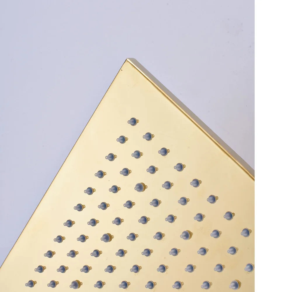 Afralia™ Gold LED Square Rainfall Shower Head for Bathroom Faucet - Top Sprayer