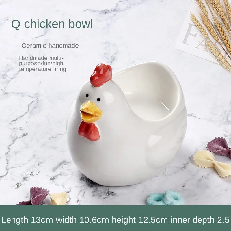 Afralia™ Duck Ceramic Dessert Bowl Snack Sushi Storage Breakfast Bowl