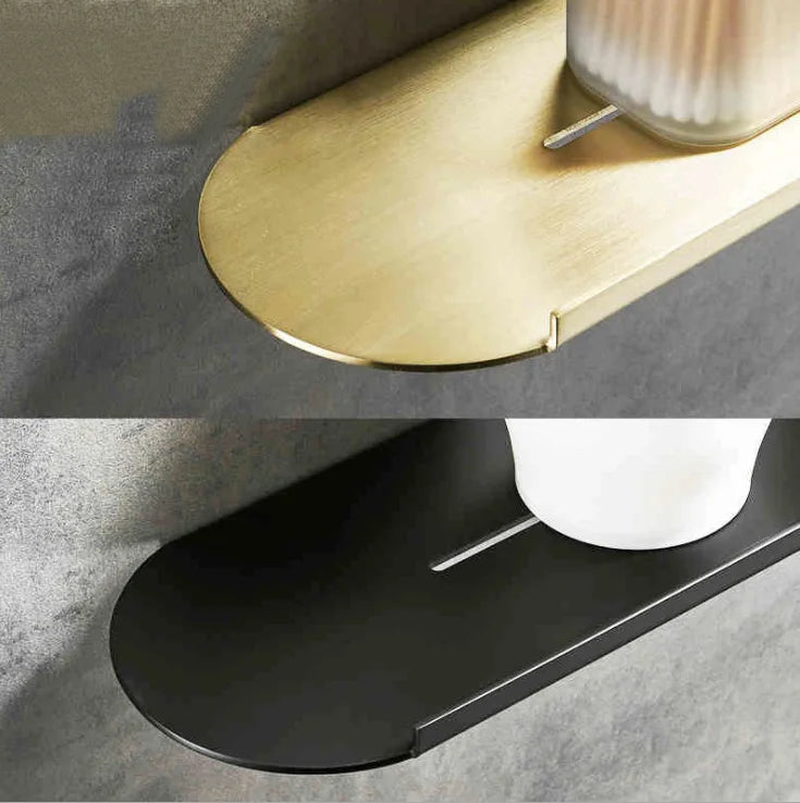 Afralia™ Brushed Gold Bathroom Storage Rack - Mirror Front Toiletries Organizer