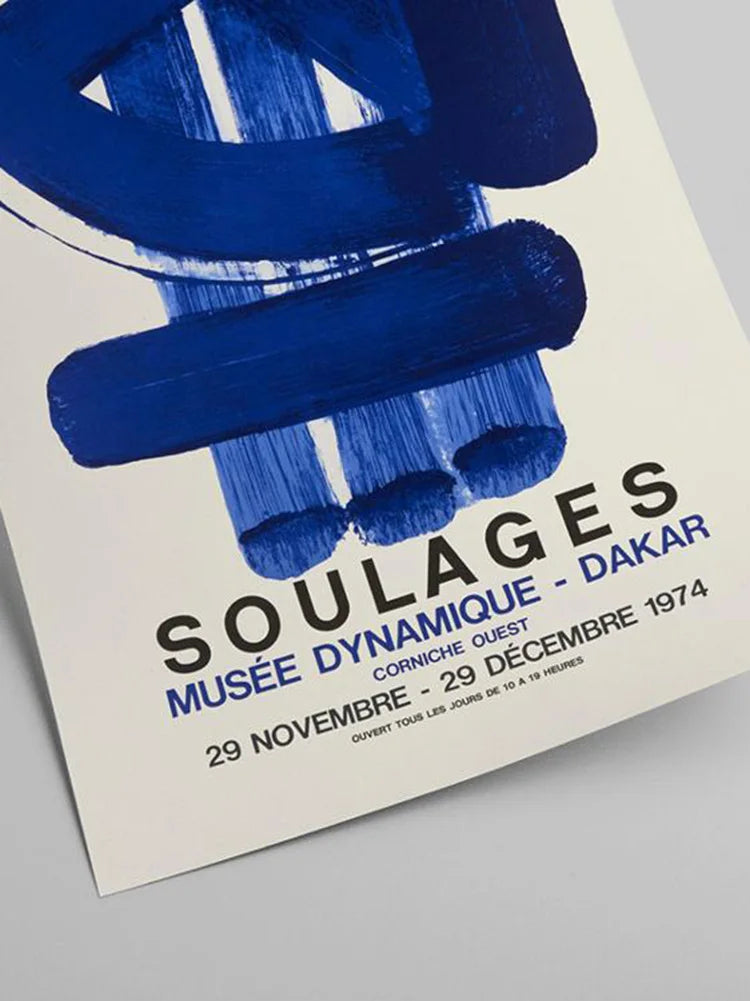 Afralia™ Canvas Painting Pierre Soulages Exhibition Poster Museum Art Print Decor
