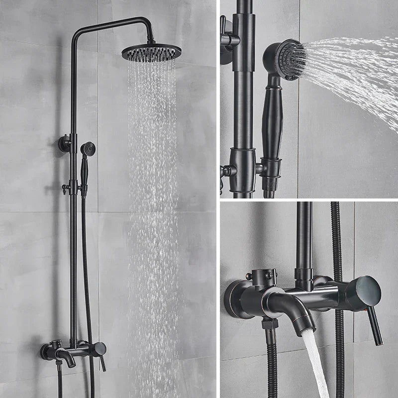 Afralia™ Luxury Brass Bath Shower Mixer Set with Rainfall Head and Handshower
