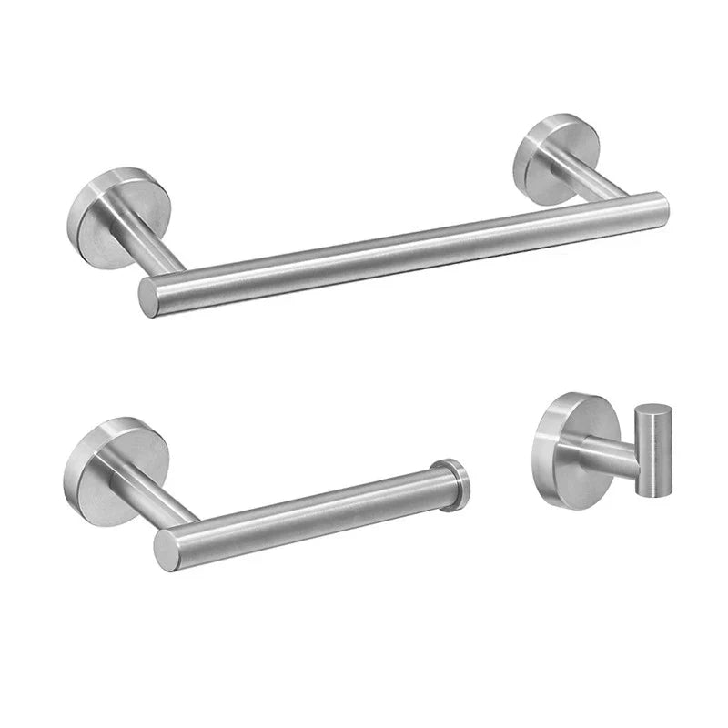 Afralia™ Black Stainless Steel Bathroom Set: Robe Hook, Towel Rail, Shelf, Tissue Holder