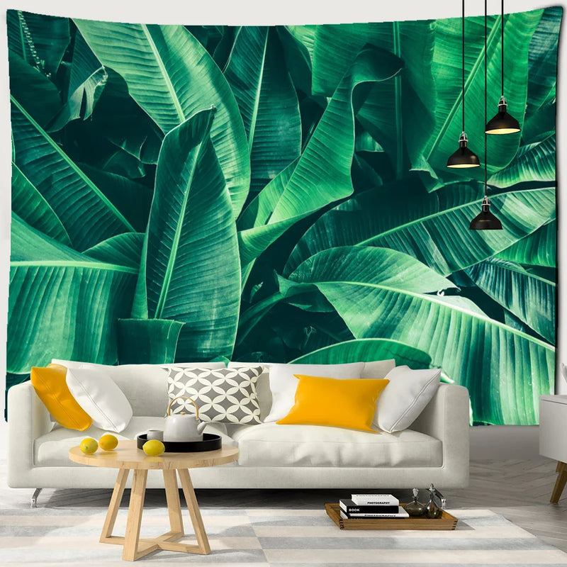 Afralia™ Palm Tree Leaf Tapestry Wall Hanging: Tropical Boho Witchcraft Hippie Home Decor