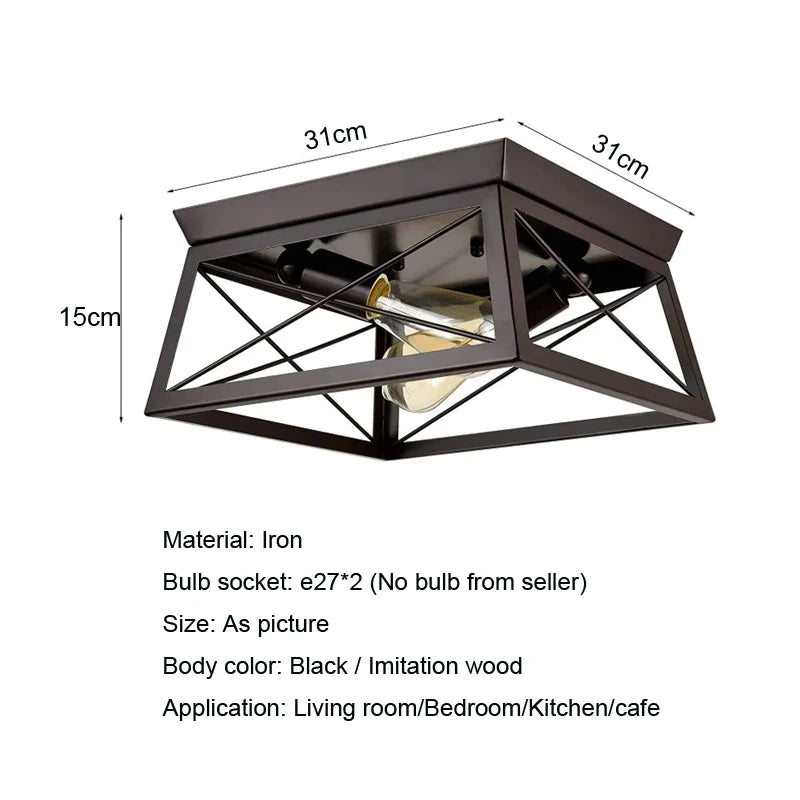 Afralia™ Retro Farmhouse Ceiling Light for Kitchen Bedroom Corridor Balcony Decor