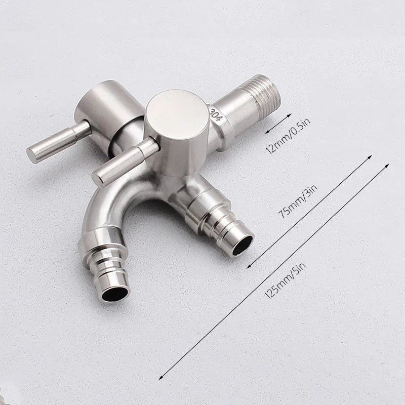 Afralia™ Dual-Outlet Stainless Steel Faucet for Outdoor Garden Sink and Washing Machine