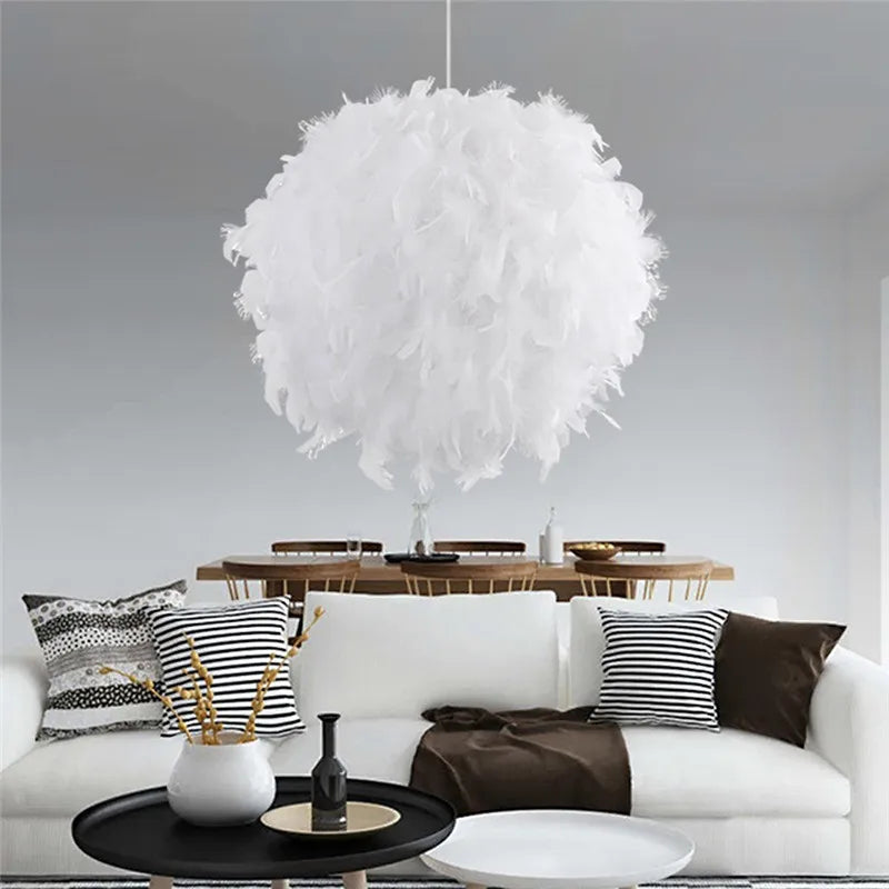 Afralia™ Feather Pendant Light: Modern E27 Hanging Chandelier for Bedroom, Dining Room, Shop