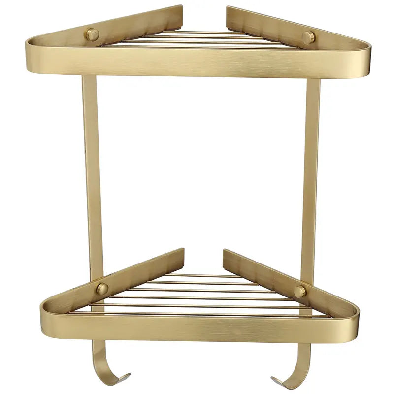 Afralia™ Brass Bathroom Shower Rack: Brushed Gold Corner Shelf for Bath and Shower Storage