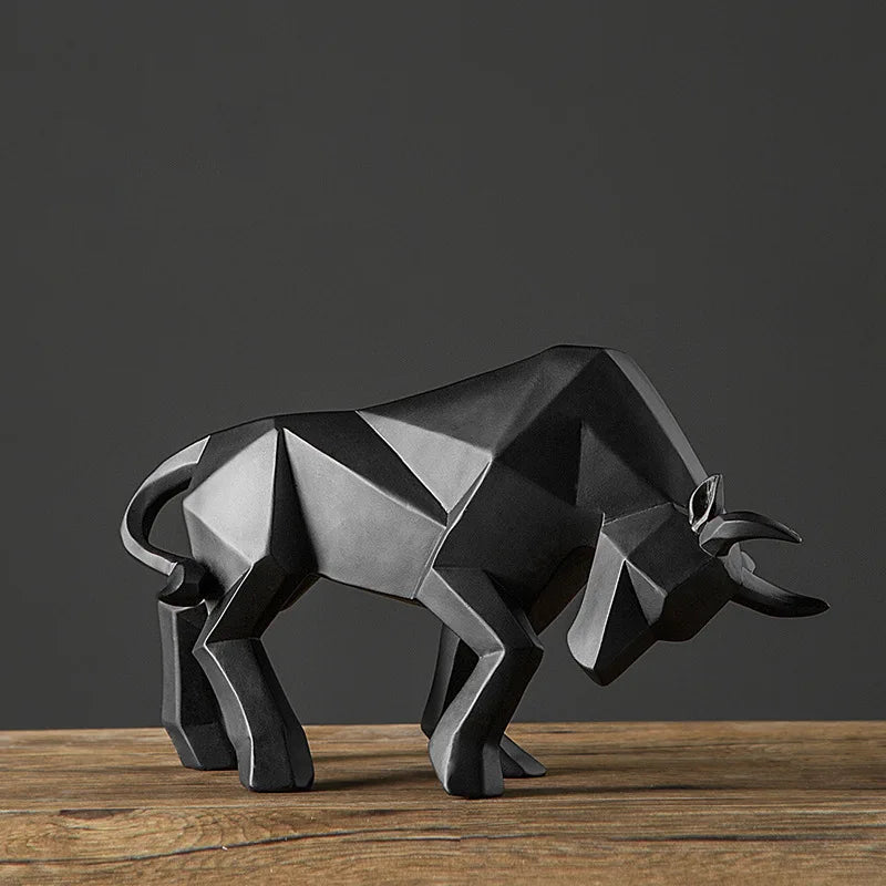 Afralia™ Geometric Bull Sculpture - Modern Home Decor, Office, Living Room Ornament