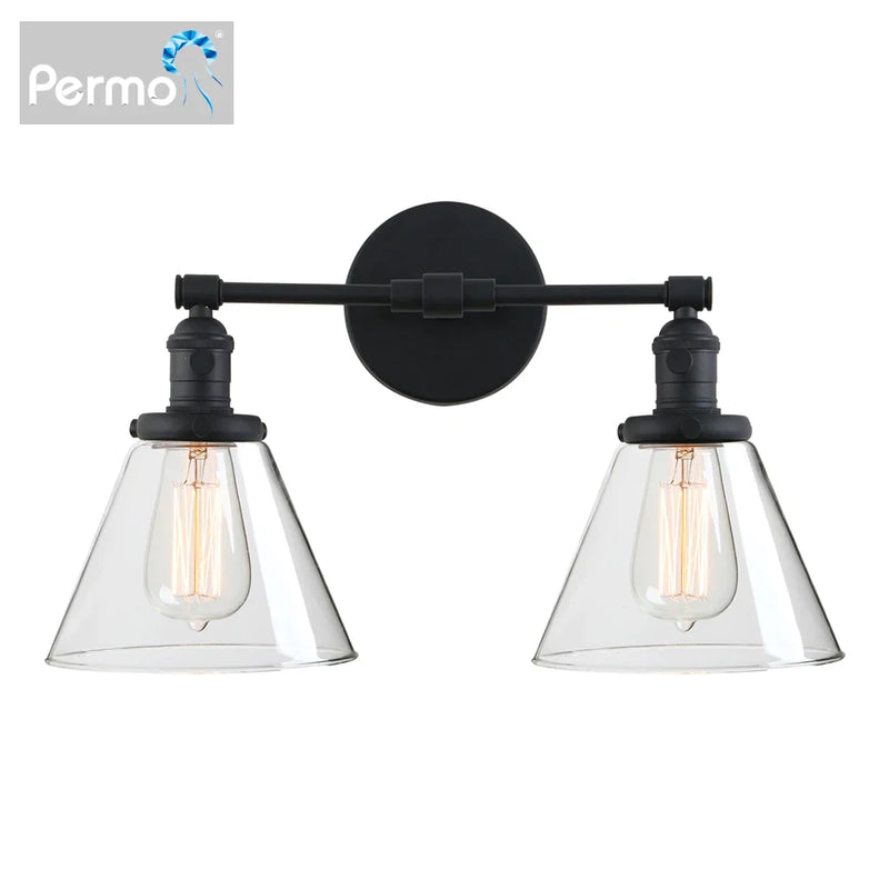 Afralia™ Double Cone Glass Industrial Wall Sconce - Dual Light Fixture