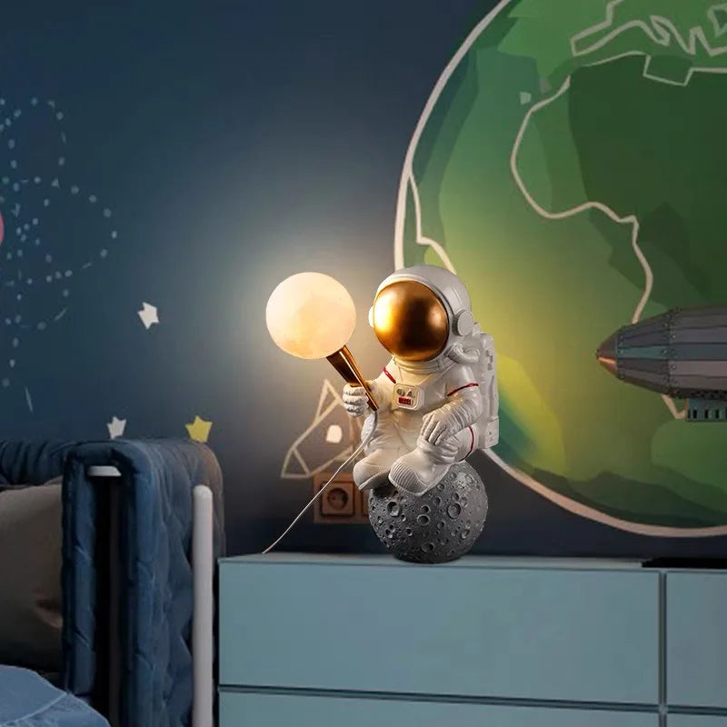 Afralia™ Astronaut LED Table Lamp: Modern Resin Desk Light for Kids Room, Space-themed Decor