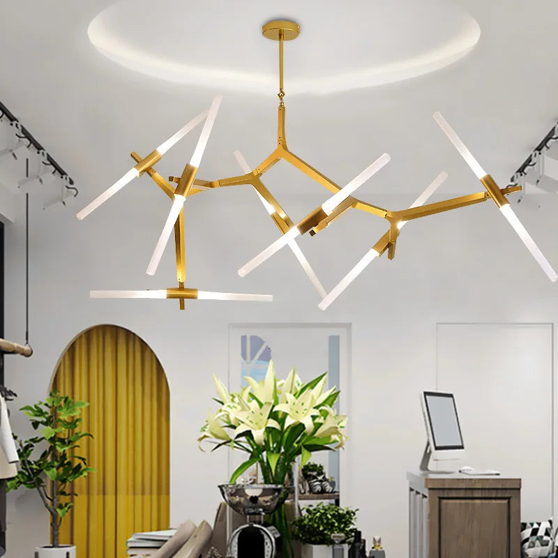 Afralia™ Gold LED Chandelier: Modern Nordic Lighting Fixture for Indoor Decor.