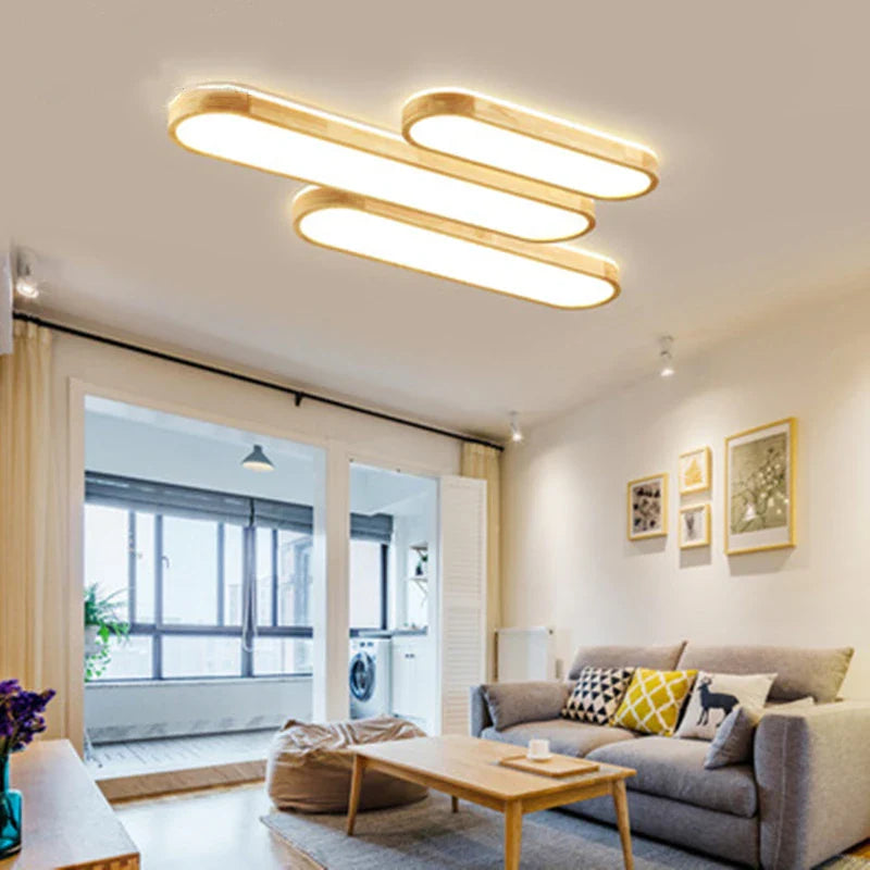 Afralia™ Wood LED Ceiling Lamp: Modern Decorative Lighting for Home Interiors