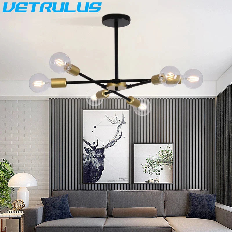 Afralia™ Iron Sputnik Chandelier: Modern Nordic Design Ceiling Light for Living Dining Room