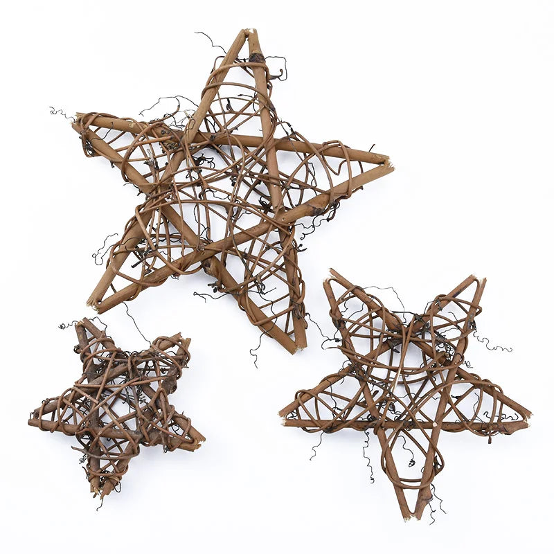 Afralia™ Rattan Star Frame Wreath Christmas Home Decor Artificial Flowers Wedding Handmade