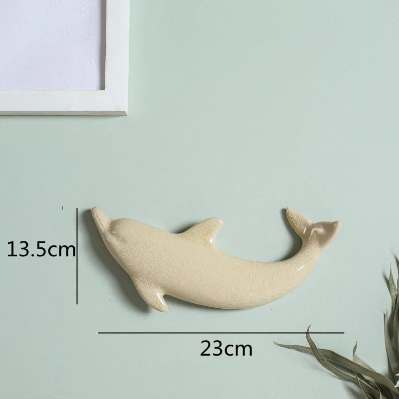 Afralia™ Dolphin Fish Ocean Background Ceramic Wall Decoration for Children's Room