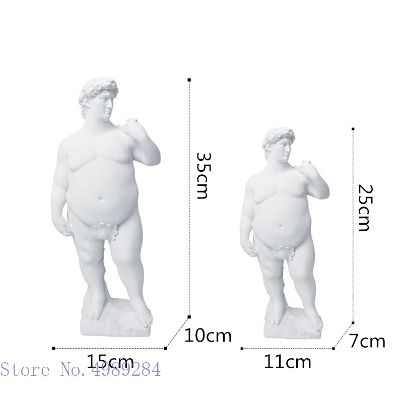 Afralia™ David Obesity Resin Sculpture: Nude Male Figure Art Home Decor Ornament
