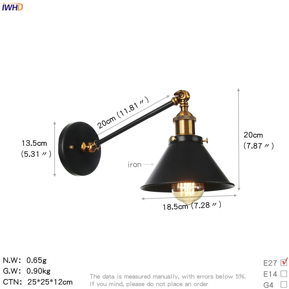 Afralia™ Vintage Industrial Wall Light Sconce LED Retro Bedroom Stair Loft Up Down Lamp