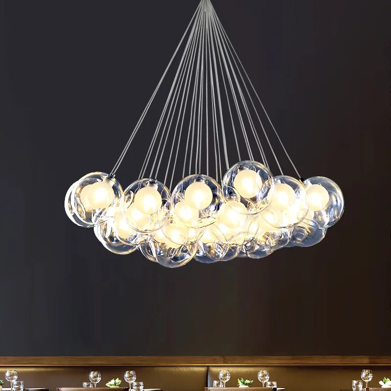 Afralia™ Modern Glass Ball Chandelier for Living Room, Store, Office, Dining Table