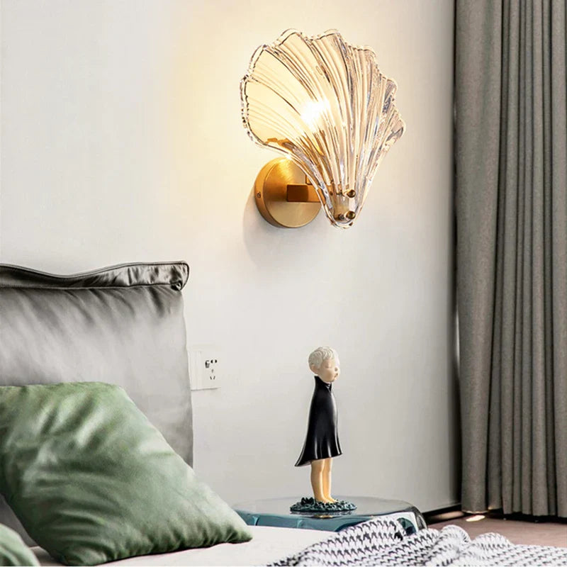 Afralia™ Nordic Shell LED Glass Wall Lamp for Bedroom, Living Room, Aisle - Elegant Lighting