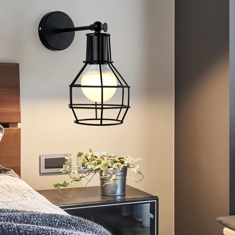 Afralia™ Retro Industrial LED Wall Sconce E27 Bedside Lamp for Home Decor