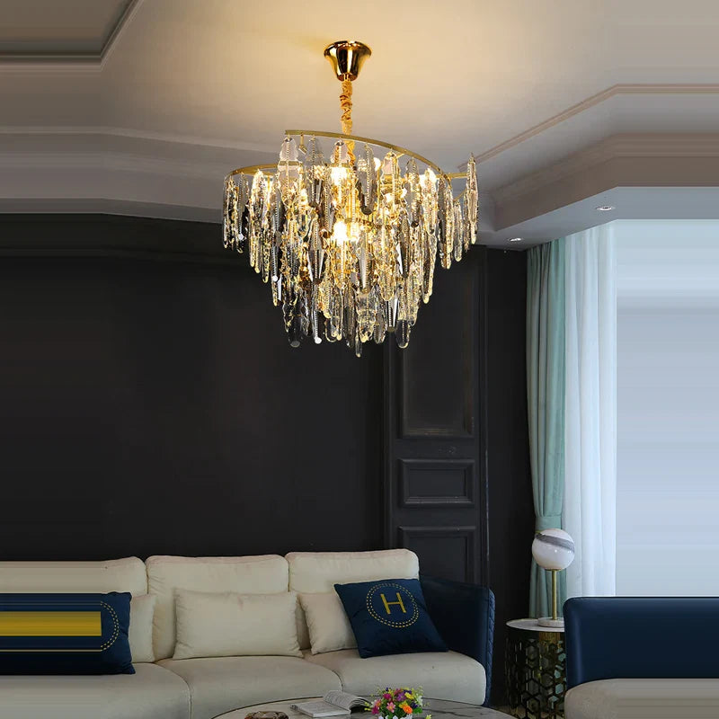 Afralia™ Art Deco LED Crystal Chandelier Lighting for Foyer