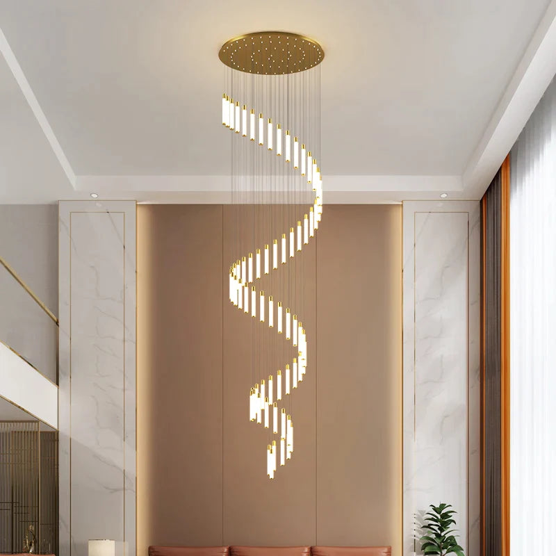 Afralia™ European Style Long Chandelier Stair Lamp for Duplex Apartment and Villa