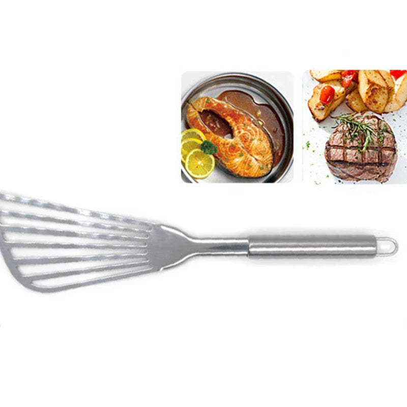 Afralia™ Stainless Steel Cooking Spatula Kitchen Utensil for Frying, Dumplings, Eggs, and More