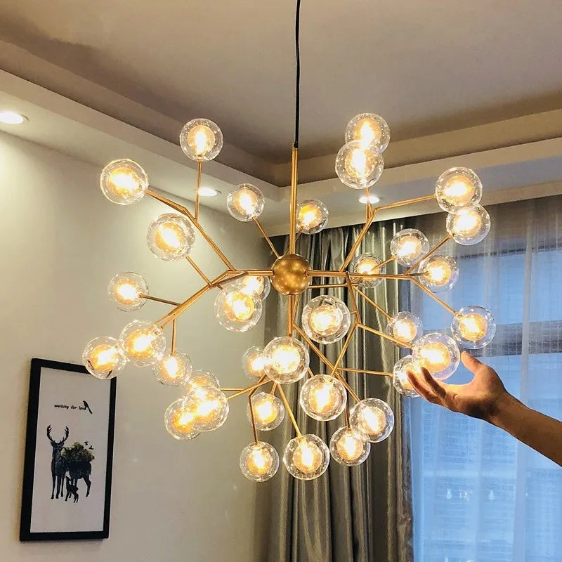 Afralia™ LED Firefly Sputnik Chandelier: Stylish Tree Branch Ceiling Lamp