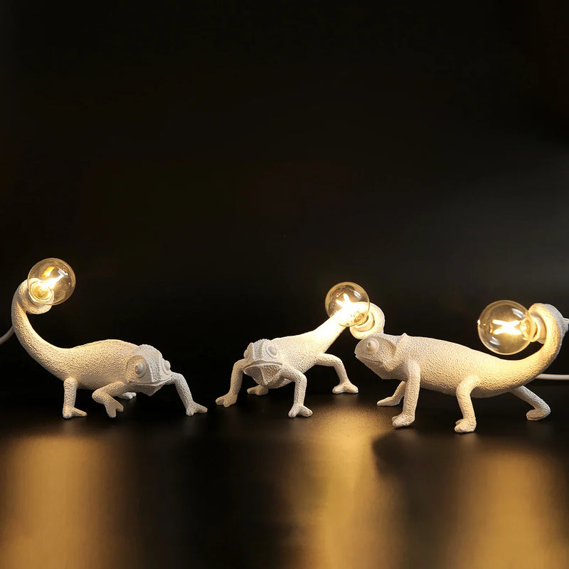 Afralia™ Chameleon Night Light Lamp Resin Decor Cute Animal Home Bedroom Lighting