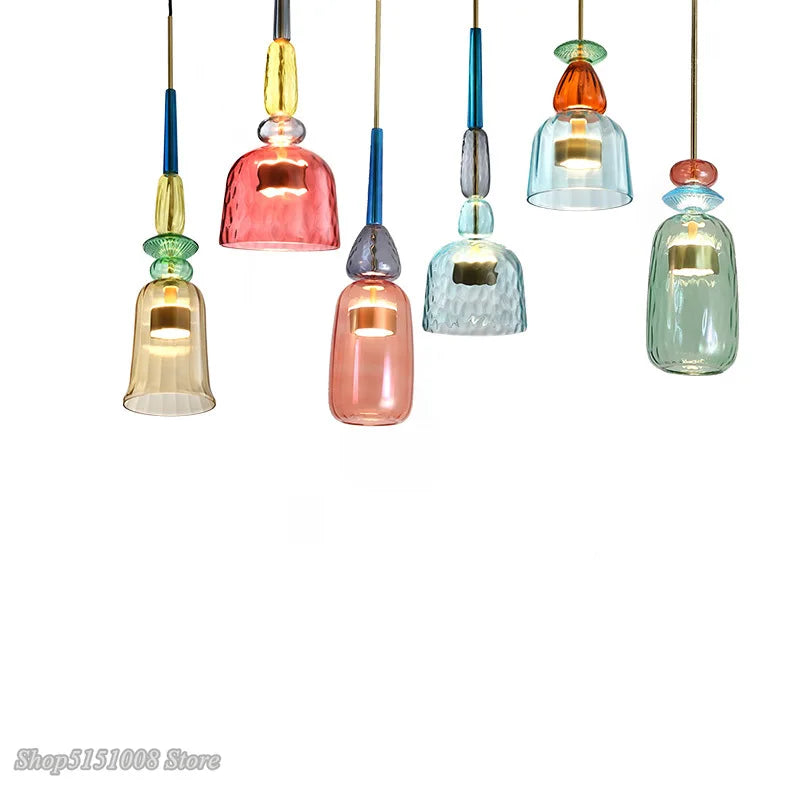 Afralia™ Nordic Glass Candy Pendant Lights for Modern Living Room and Bedroom