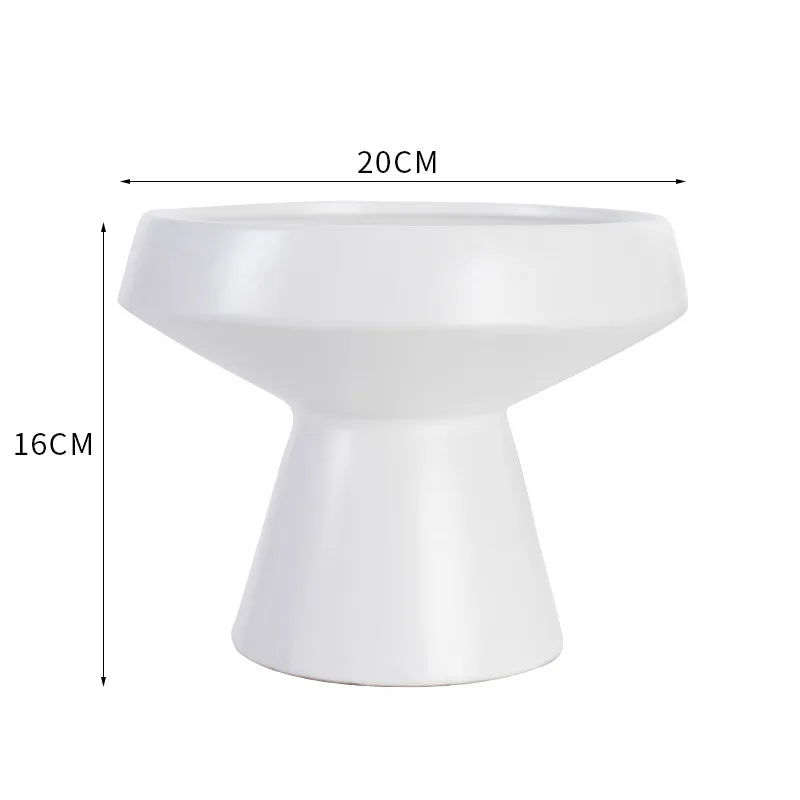 Afralia™ White Ceramic Round Flower Vase Pot for Home Decoration