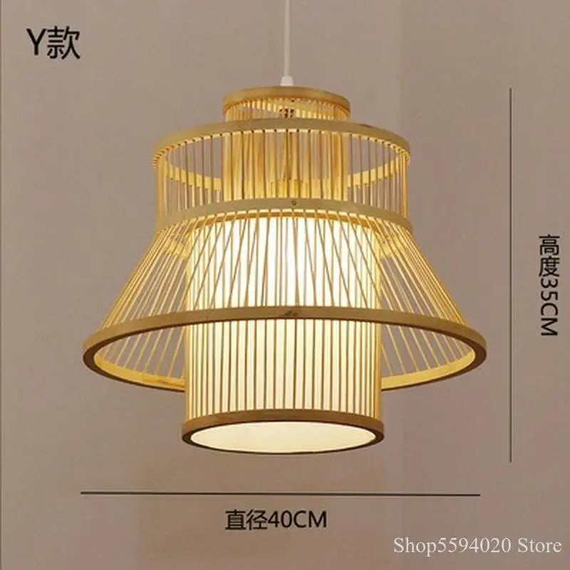 Afralia™ Japanese Bamboo Chandelier Lights for Bedroom Living Room Tea Room Zen Lamps