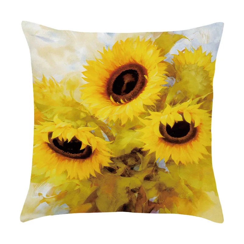 Afralia™ Sunflower Oil Painting Pillowcase - Custom European Style for Car Sofa
