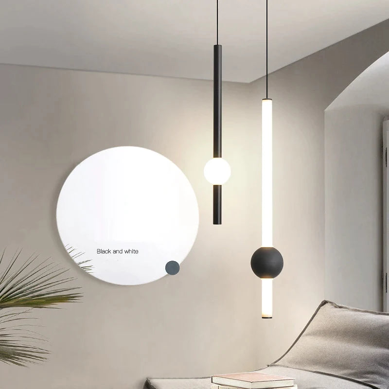 Afralia™ Modern Black White Acrylic Hanging Bedside Lamp Warm white Light