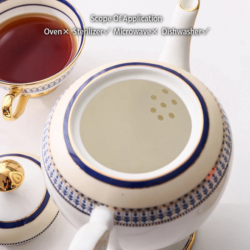 Afralia™ Porcelain Tea Set Morocco Style Teapot Set Teaware Teacup Coffee Cup