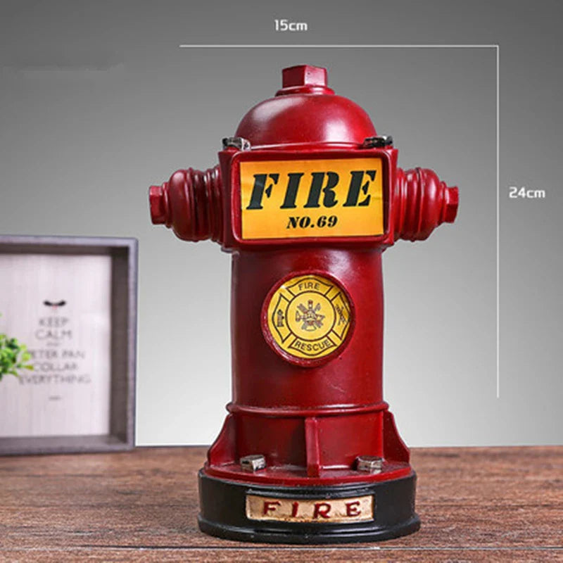 Afralia™ 24cm Fire Hydrant Piggy Bank & Fire Extinguisher Figurine Home Decor